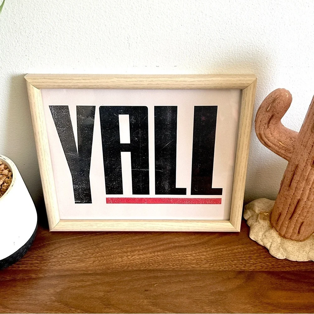 Y’all Means You All Western Canvas Print Wood Framed Typography Southern Art